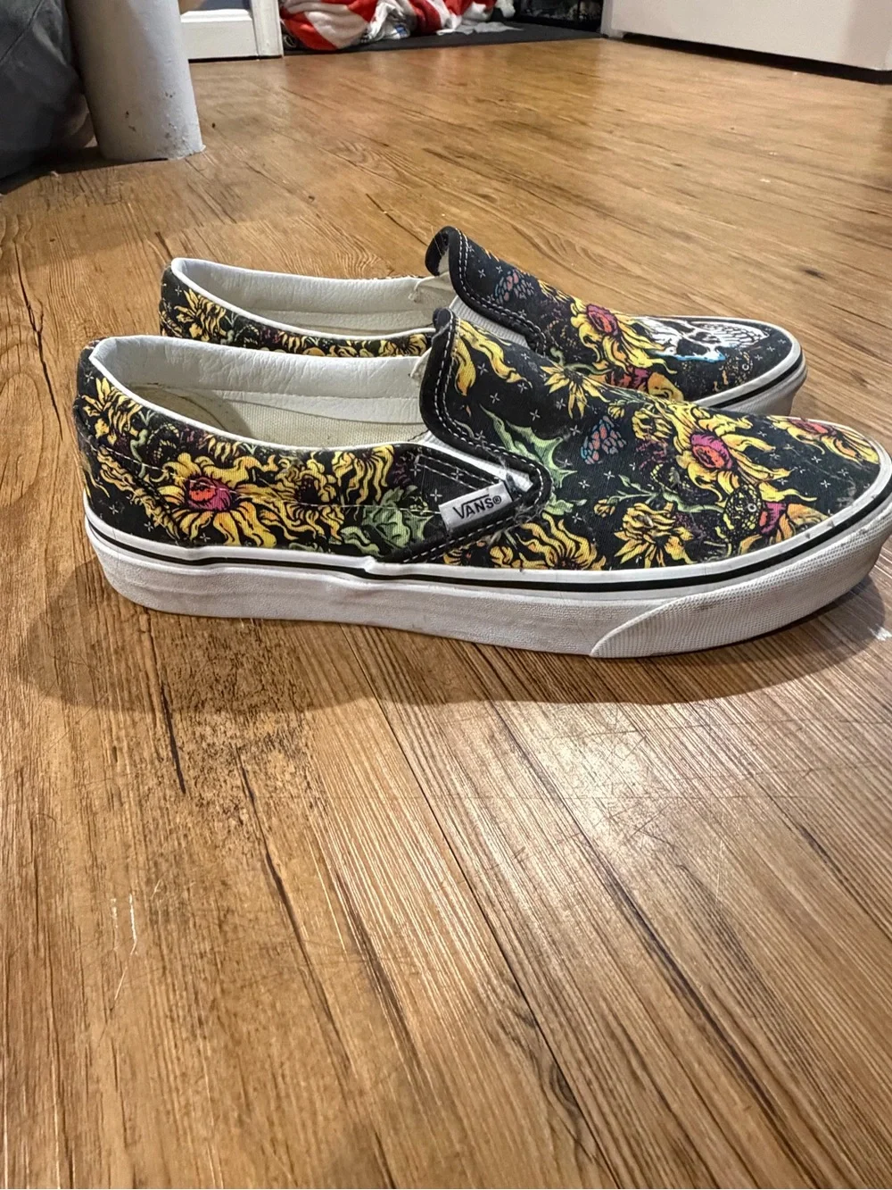 Vans Classic Slip-On Floral Print Black with Yellow & Pink Accents